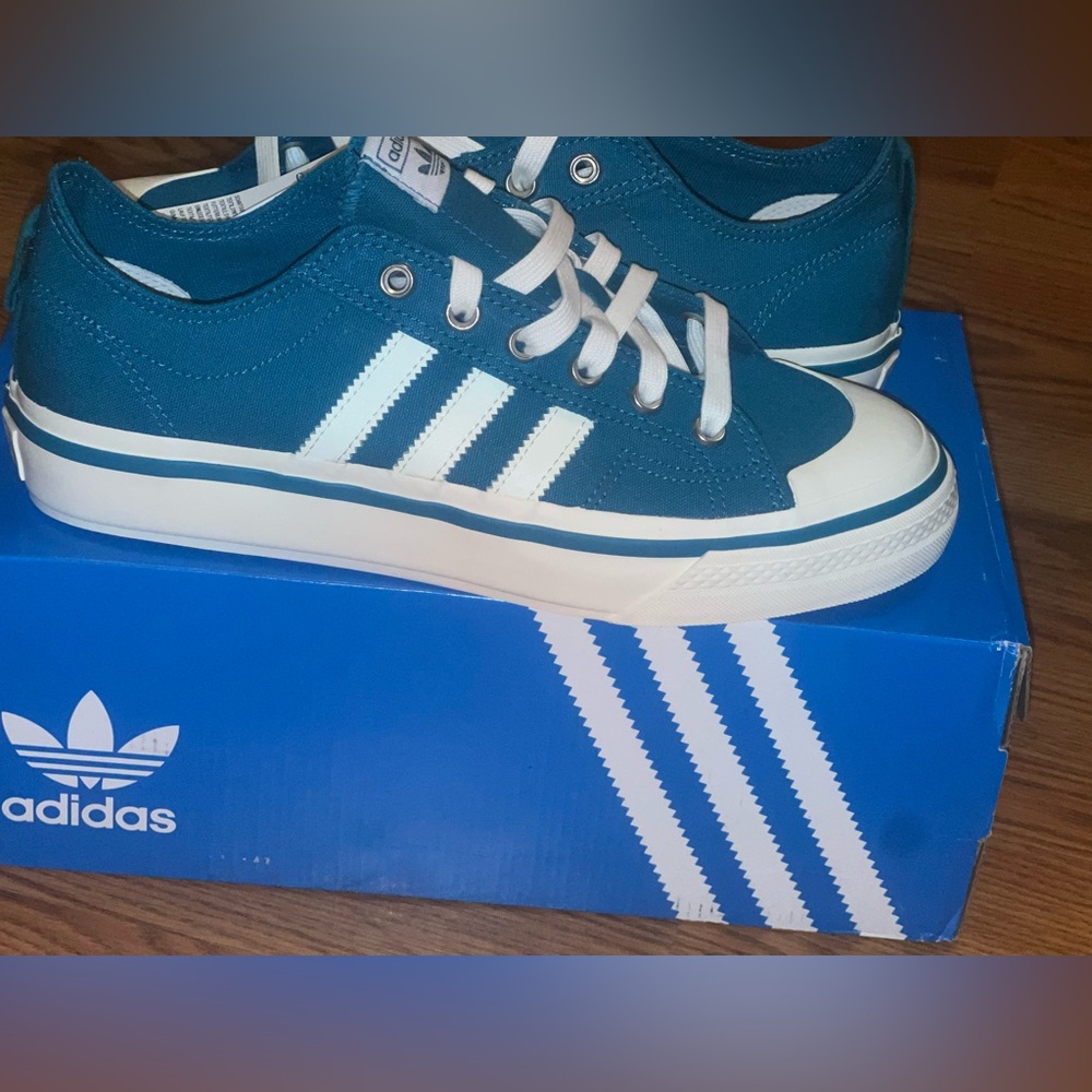 Adidas Teal and White Sneakers